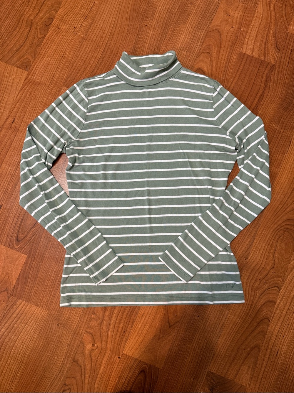 Vineyard Vines Baltusrol Striped Turtleneck Long Sleeve Top - Sage & White